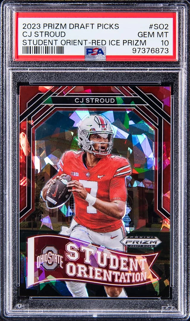 2023 Panini Prizm Draft Picks C.J. Stroud Student Orientation Red Ice Prizm #SO-2 card image