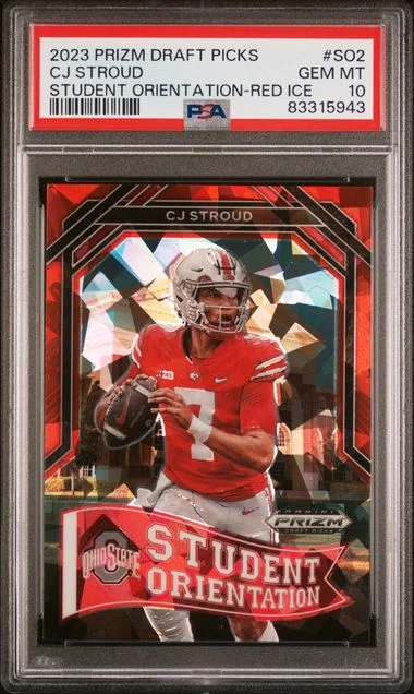 2023 Panini Prizm Draft Picks CJ Stroud Student Orientation Red Ice #SO2 card image