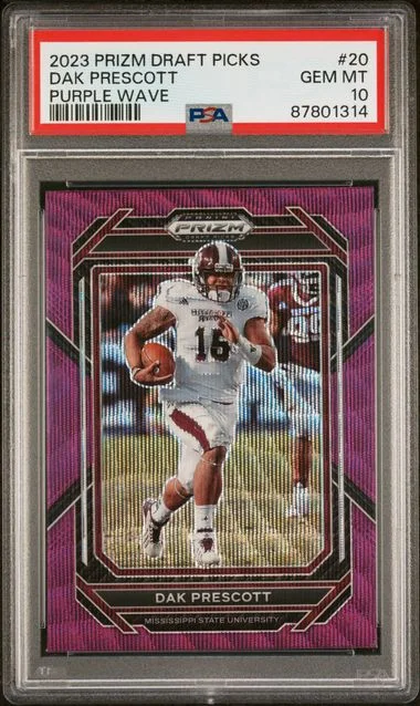 2023 Panini Prizm Draft Picks Dak Prescott Purple Wave #20 card image