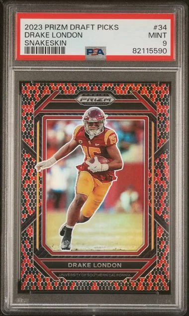 2023 Panini Prizm Draft Picks Drake London Snakeskin #34 card image
