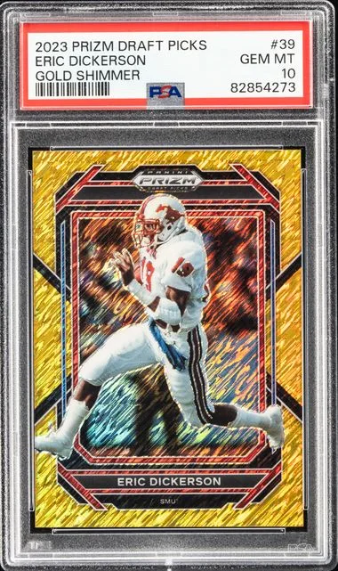 2023 Panini Prizm Draft Picks Eric Dickerson Gold Shimmer #39 card image