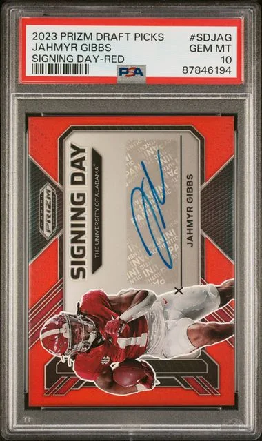 2023 Panini Prizm Draft Picks Jahmyr Gibbss Signing Day Red #SS-JAG card image