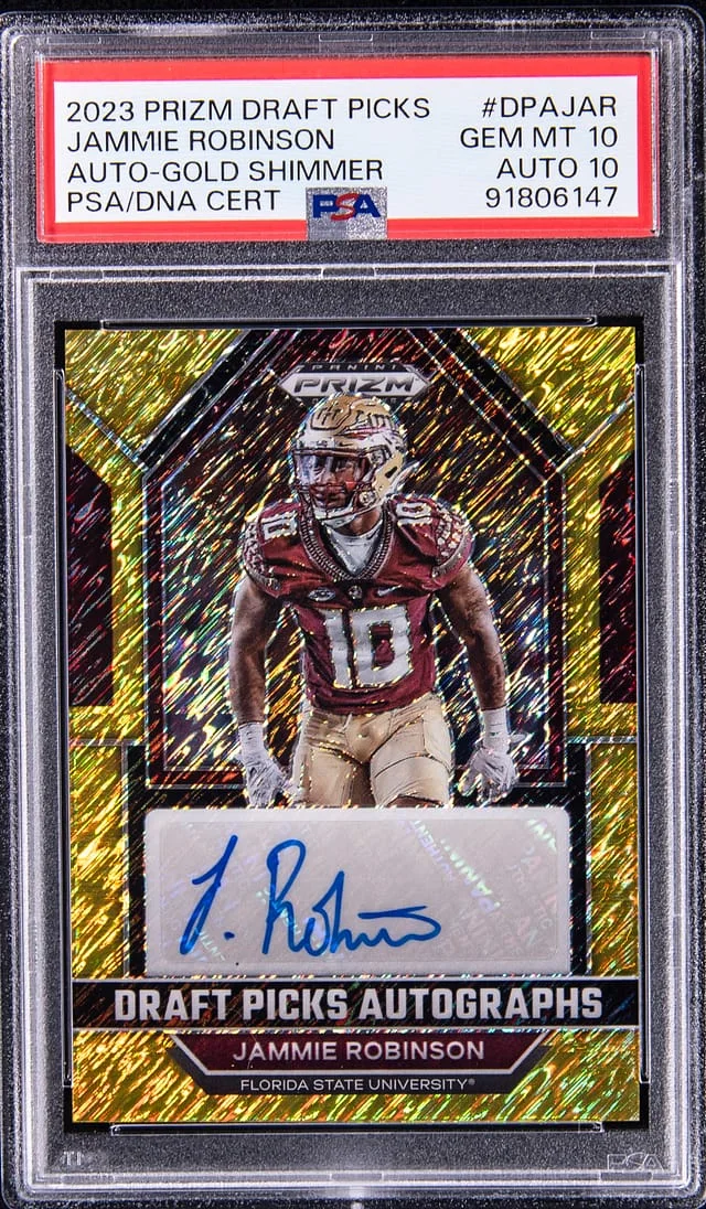 2023 Panini Prizm Draft Picks Jammie Robinson Autograph Gold Shimmer #DPAJAR card image
