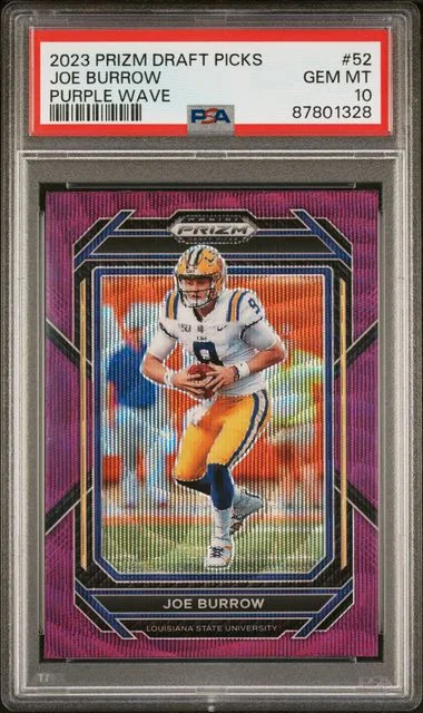 2023 Panini Prizm Draft Picks Joe Burrow Purple Wave #52 card image