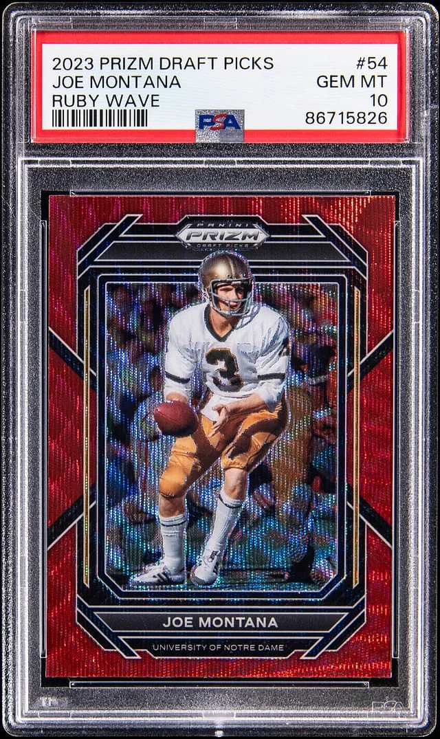 2023 Panini Prizm Draft Picks Joe Montana Ruby Wave #54 card image