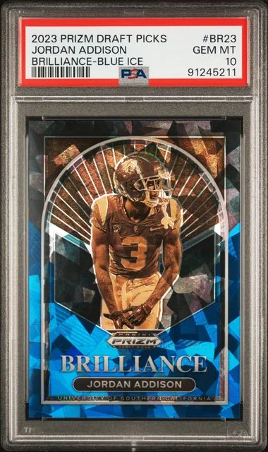 2023 Panini Prizm Draft Picks Jordan Addison Brilliance Blue Ice #BR23 card image