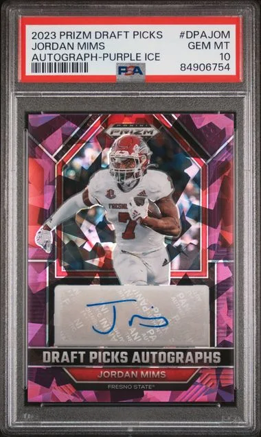 2023 Panini Prizm Draft Picks Jordan Mims Draft Picks Autograph Purple Ice #DPA-JOM card image