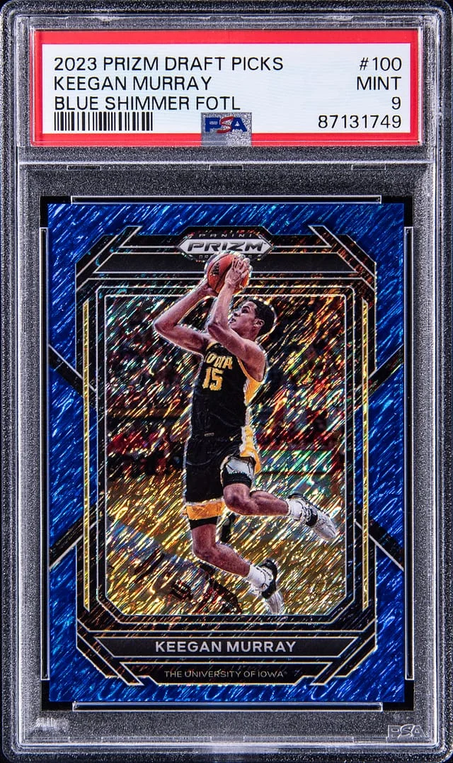 2023 Panini Prizm Draft Picks Keegan Murray Blue Shimmer FOTL #100 card image