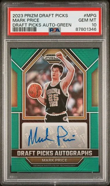 2023 Panini Prizm Draft Picks Mark Price Draft Picks Autograph Green #MPG card image