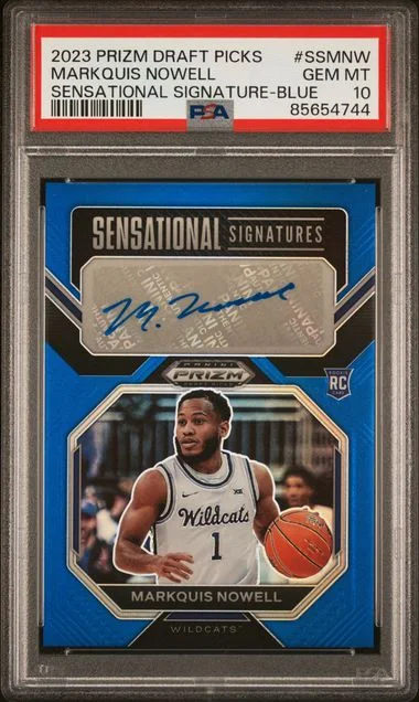 2023 Panini Prizm Draft Picks Markquis Nowell Sensational Signature Blue #SS-MNW card image