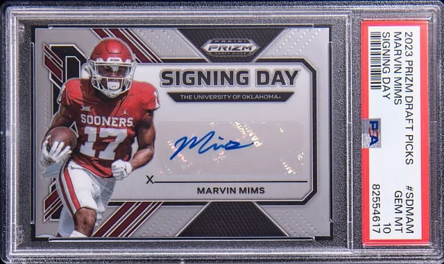 2023 Panini Prizm Draft Picks Marvin Mims Signing Day #SDMAM card image