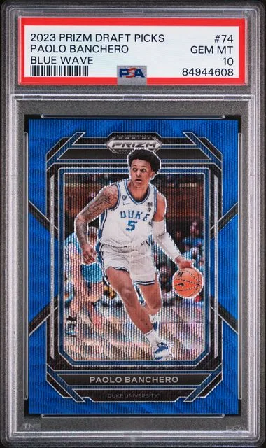 2023 Panini Prizm Draft Picks Paolo Banchero Blue Wave #74 card image