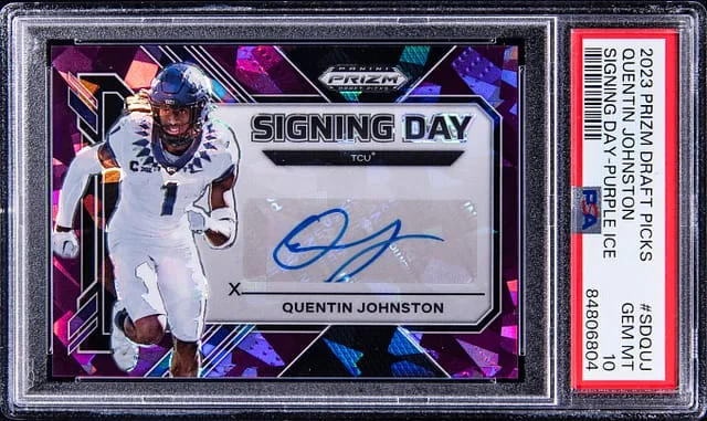 2023 Panini Prizm Draft Picks Quentin Johnson Signing Day Purple Ice #SD-QUJ card image