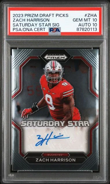 2023 Panini Prizm Draft Picks Zach Harrison Saturday Star Signature #ZHA card image