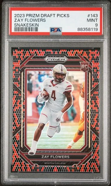 2023 Panini Prizm Draft Picks Zay Flowers Snakeskin #143 card image