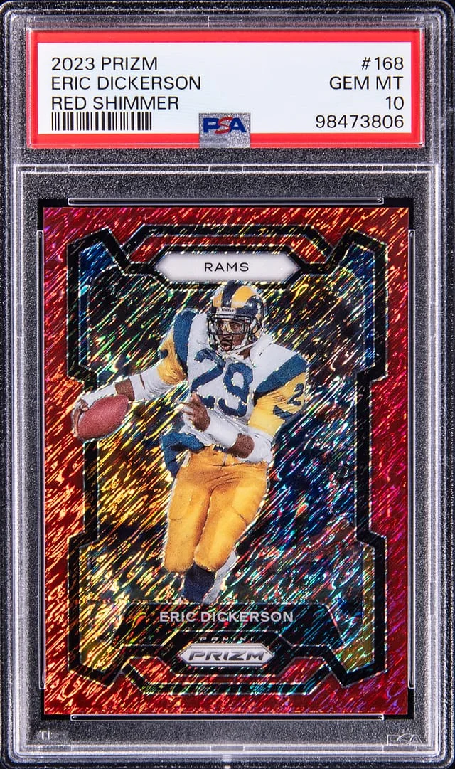 2023 Panini Prizm Eric Dickerson Red Shimmer #168 card image