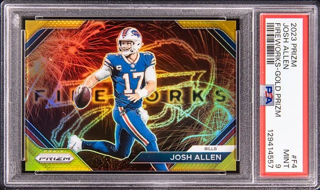 2023 Panini Prizm Fireworks Gold Prizm Josh Allen #no-number card image