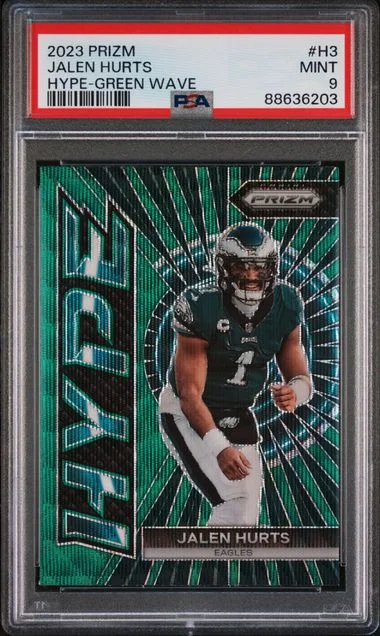 2023 Panini Prizm Jalen Hurts Hype Green Wave #H3 card image