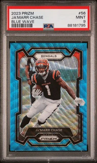 2023 Panini Prizm Ja'Marr Chase Blue Wave #56 card image