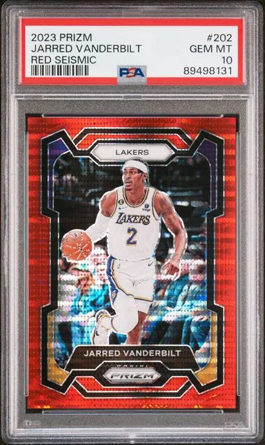2023 Panini Prizm Jarred Vanderbilt Red Seismic #202 card image