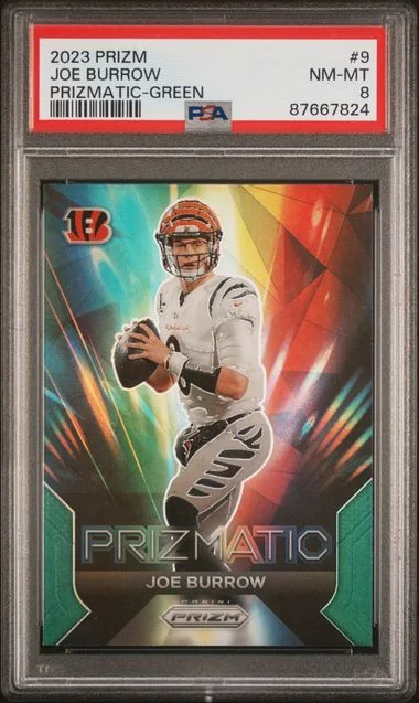 2023 Panini Prizm Joe Burrow Prizmatic Green #9 card image