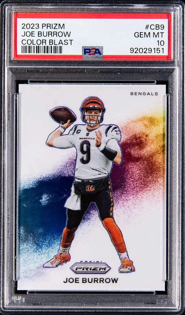 2023 Panini Prizm Joe Burrow Color Blast #CB-9 card image