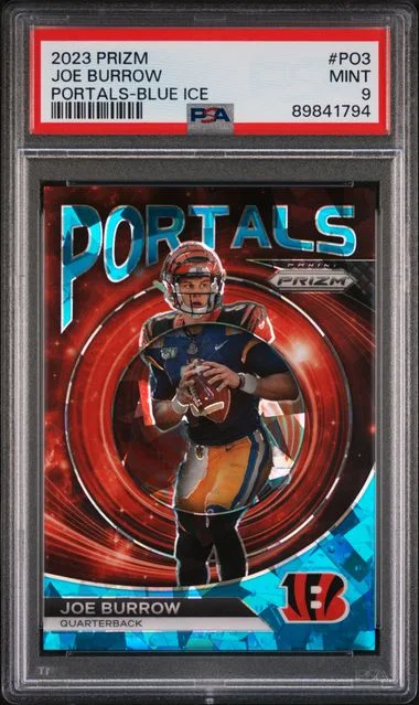 2023 Panini Prizm Joe Burrow Portals Blue Ice #PO3 card image