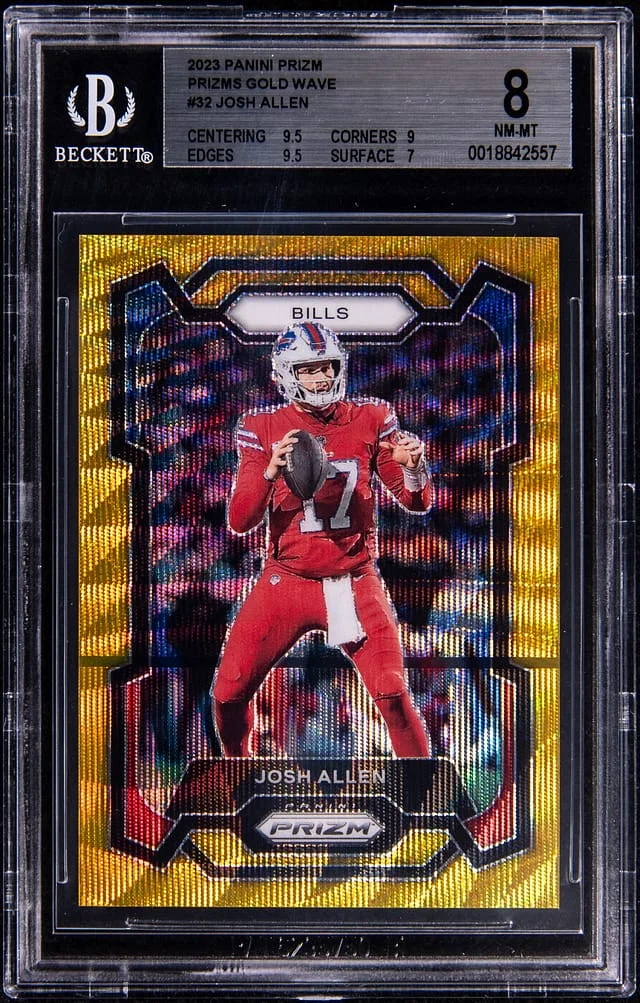 2023 Panini Prizm Josh Allen Gold Wave #32 card image