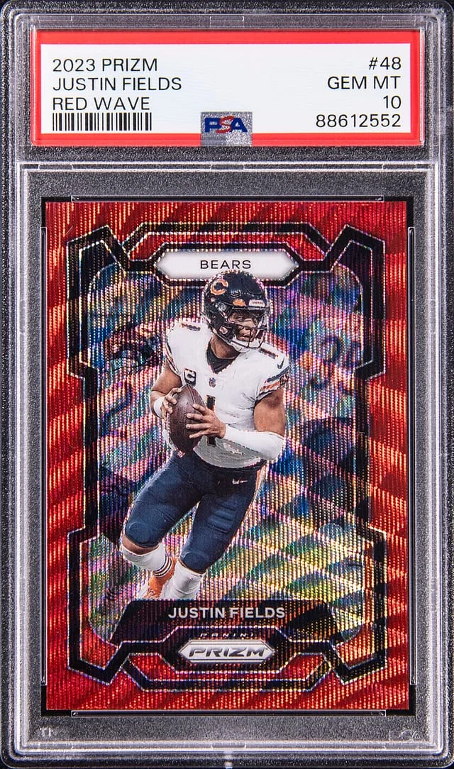 2023 Panini Prizm Justin Fields Red Wave #48 card image