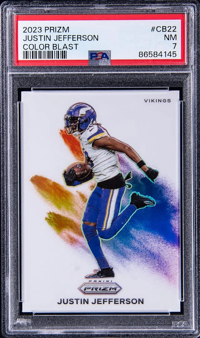 2023 Panini Prizm Justin Jefferson Color Blast #CB-22 card image