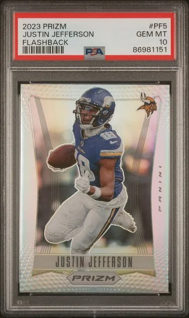 2023 Panini Prizm Justin Jefferson Prizm Flashback #PF5 card image