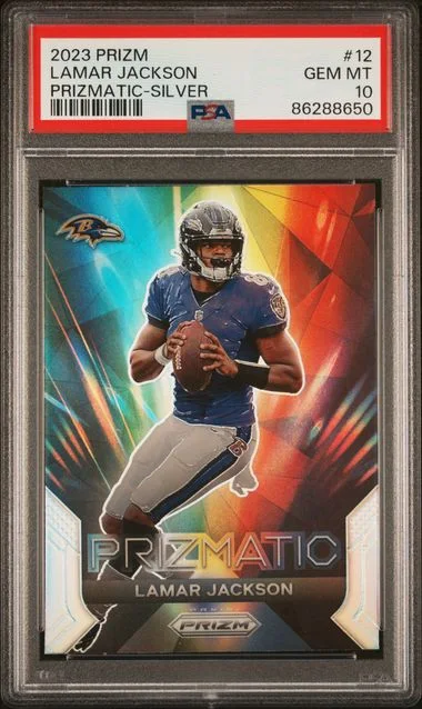 2023 Panini Prizm Lamar Jackson Prizmatic Silver #12 card image