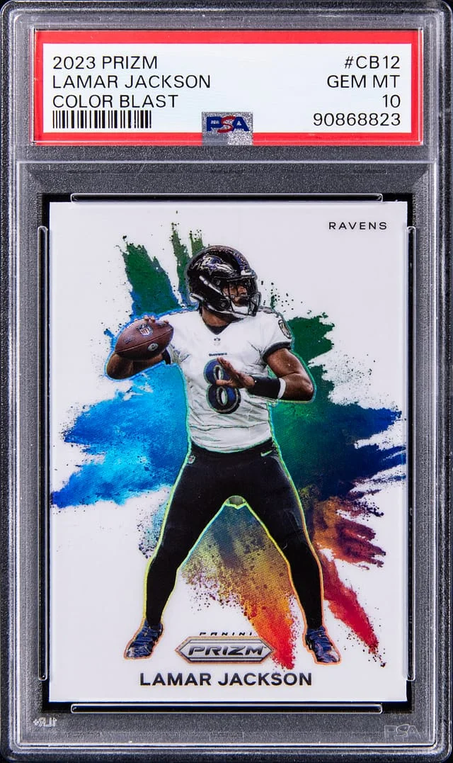 2023 Panini Prizm Lamar Jackson Color Blast #CB-12 card image