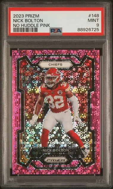 2023 Panini Prizm Nick Bolton No Huddle Pink #148 card image