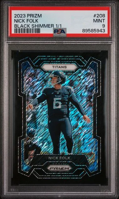 2023 Panini Prizm Nick Folk Black Shimmer 1/1 #208 card image