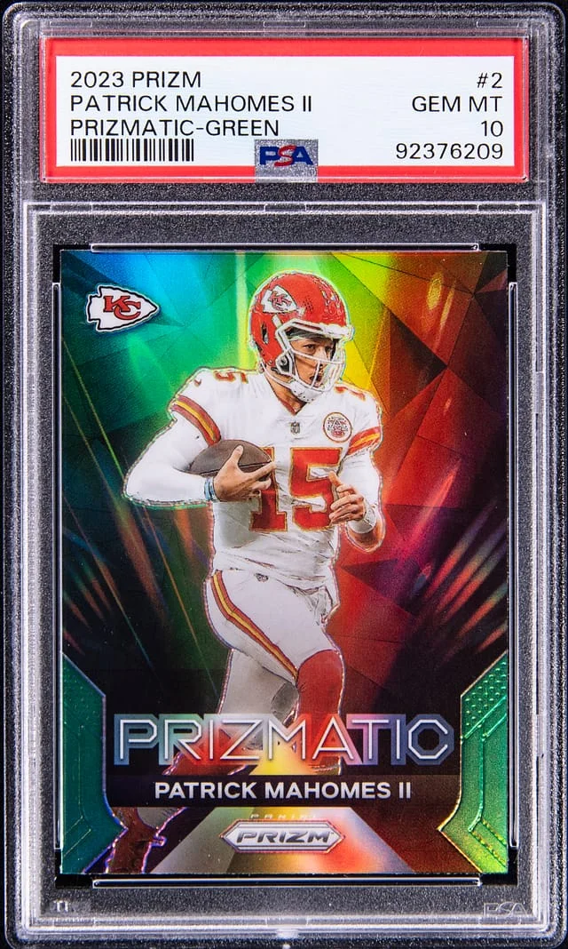 2023 Panini Prizm Patrick Mahomes II Prizmatic Green #2 card image