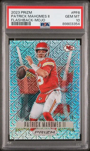 2023 Panini Prizm Patrick Mahomes II Flashback Mojo Prizm #PF6 card image