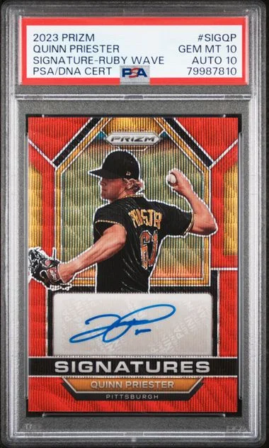2023 Panini Prizm Quinn Priester Signatures Ruby Wave #SIG-QP card image