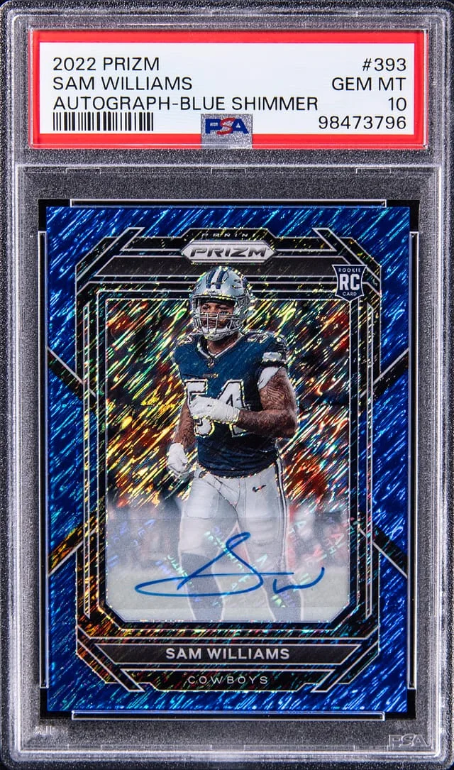 2023 Panini Prizm Sam Williams Autograph Blue Shimmer #393 card image