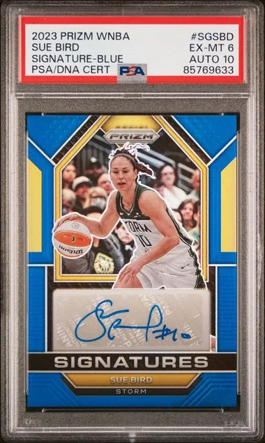 2023 Panini Prizm Sue Bird WNBA Signatures Blue #SG-SBD card image