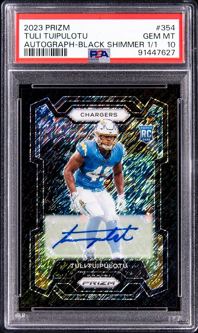 2023 Panini Prizm Tuli Tuipulotu Autograph Black Shimmer #354 card image
