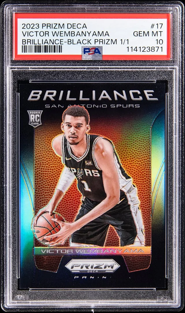 2023 Panini Prizm Victor Wembanyama Deca Brilliance Black Prizm #17 card image