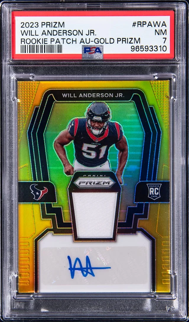 2023 Panini Prizm Will Anderson Jr. Patch Autograph (RPA) Gold Prizm #RPA-WA card image
