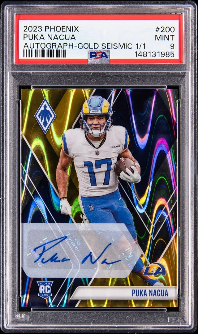 2023 Panini Puka Nacua Phoenix Autograph Gold Seismic #200 card image