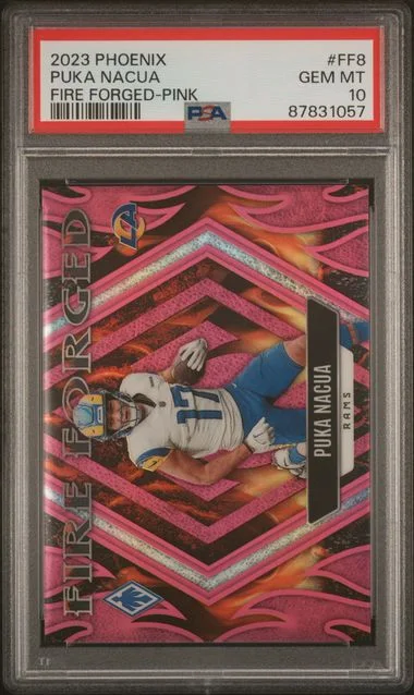 2023 Panini Puka Nacua Phoenix Fire Forged Pink #FF8 card image