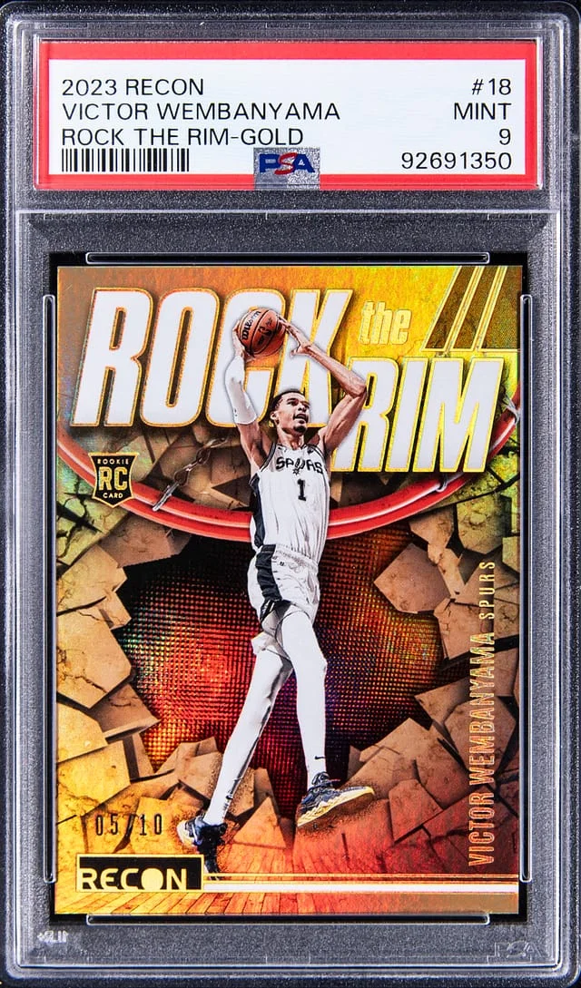 2023 Panini Recon Victor Wembanyama Rock The Rim Gold #18 card image