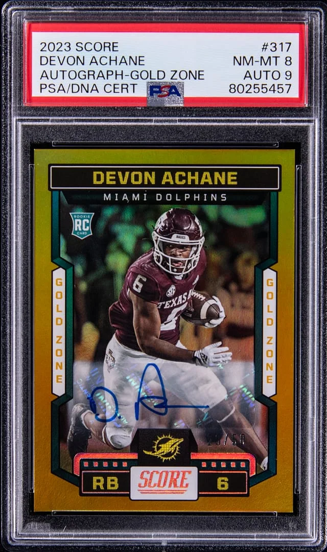2023 Panini Score Devon Achane Gold Zone #317 card image