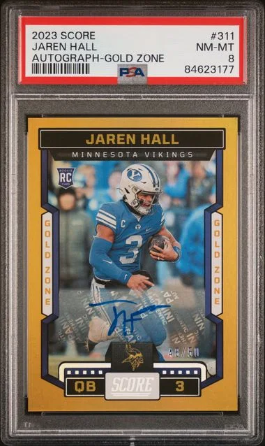 2023 Panini Score Jaren Hall Autograph-Gold Zone #311 card image