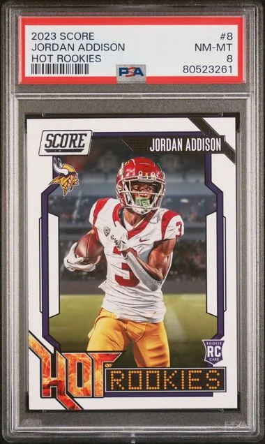 2023 Panini Score Jordan Addison Hot Rookies #8 card image