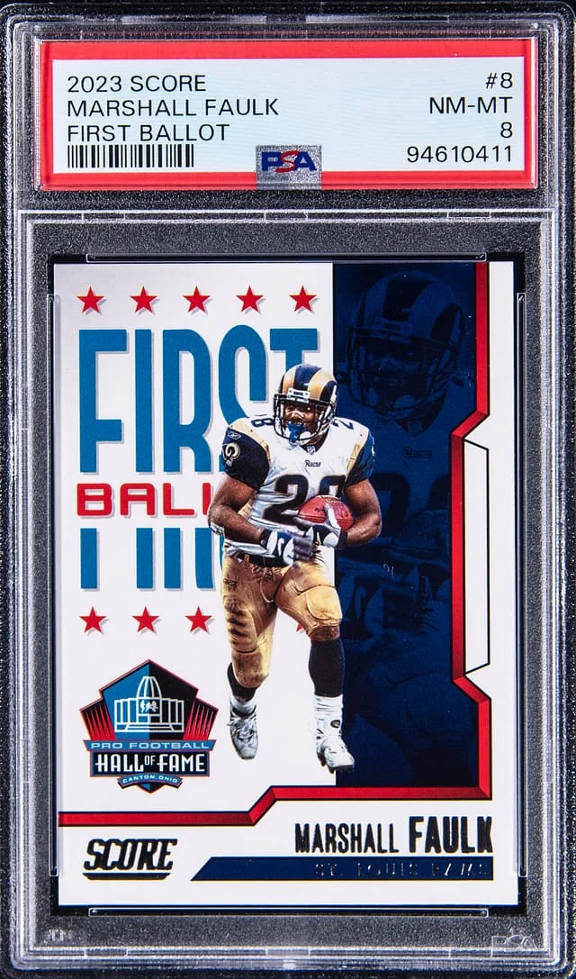 2023 Panini Score Marshall Faulk First Ballot #8 card image